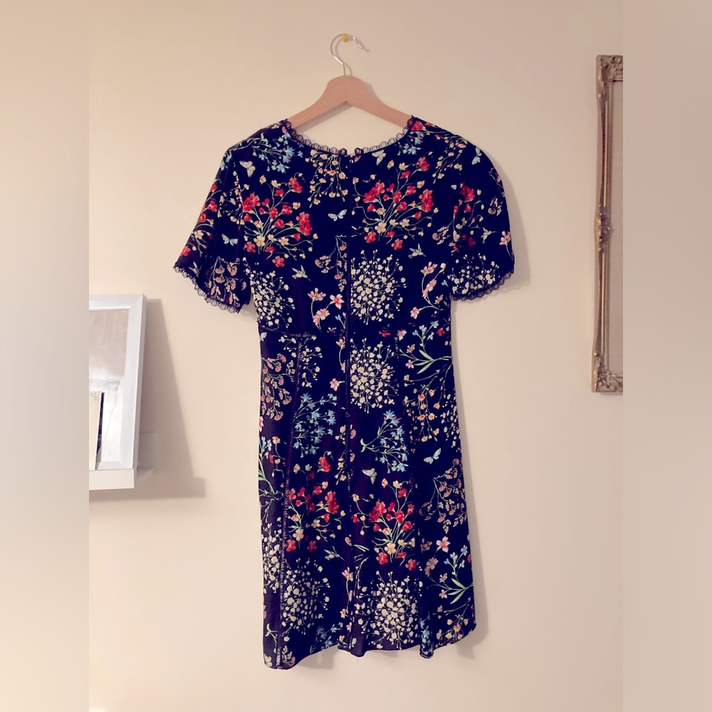 Alice and Olivia Black Floral Lace Dress Size 4 Cottage Romantic Spring Dress - Picture 3 of 11